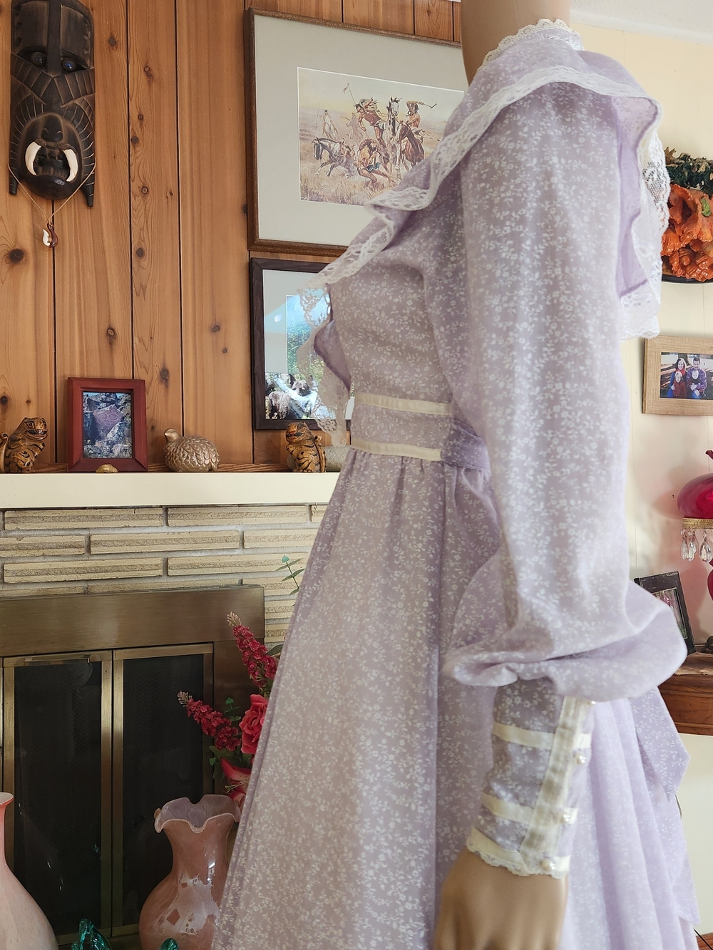 ✨ Dreamy Vintage 70s Lavender Gunne Sax Prairie Dress ✨ - Picture 10 of 12